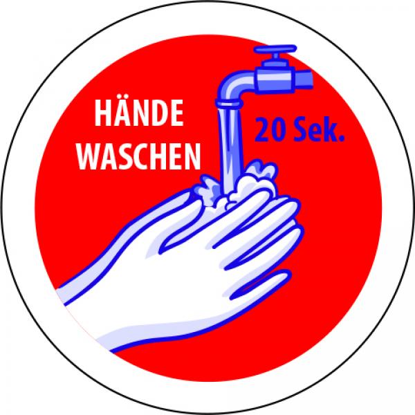 Corona Aufkleber Hände waschen